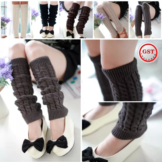 Knitted Sock Warmers Leg Socks Womens Winter Warm Socks Knit Cable Warm Sock NEW