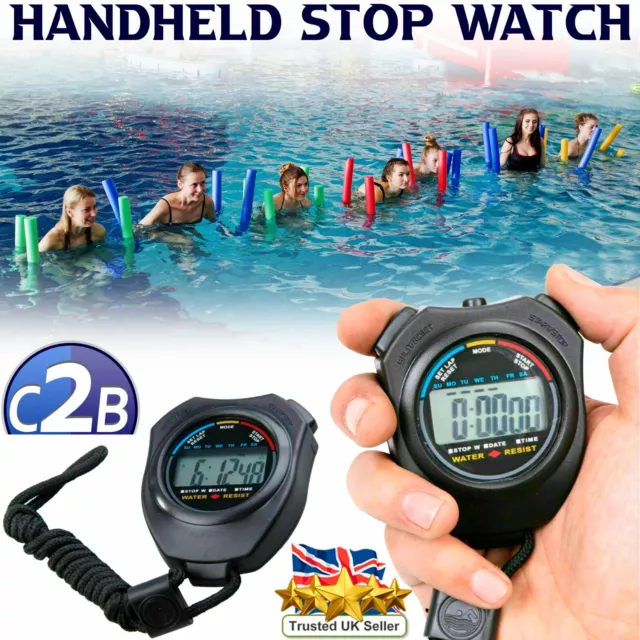 Digital Handheld LCD Chronograph Timer Sports Stopwatch Stop Watch