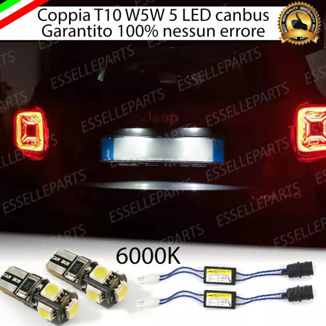 Coppia Luci Targa 5 Led Per Jeep Renegade T10 + Spegni Spia 100% No Avaria