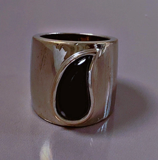 Bague Ancienne En Argent Massif Avec Nacre - Taille 52 - Occasion Superbe état