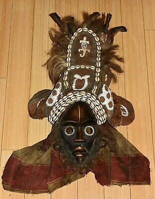 Antique African Dan Tribe Deangle Masquerade Mask Headdress Liberia Ivory Coast