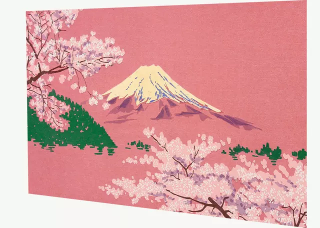 Vintage Art print Japanese fuji sakura pink painting poster tokuriki tomikichiro