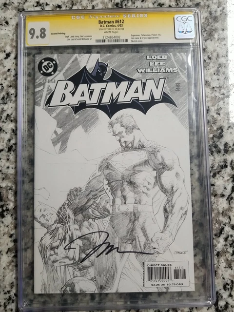 Batman #612 2nd printing CGC SS Signed Jim Lee Sketch Variant Superman Catwoman.