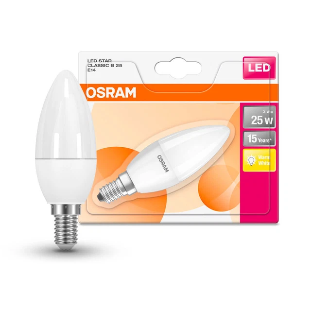Osram LED Leuchtmittel Star Kerze 3,3W = 25W E14 matt 250lm warmweiß 2700K 180°