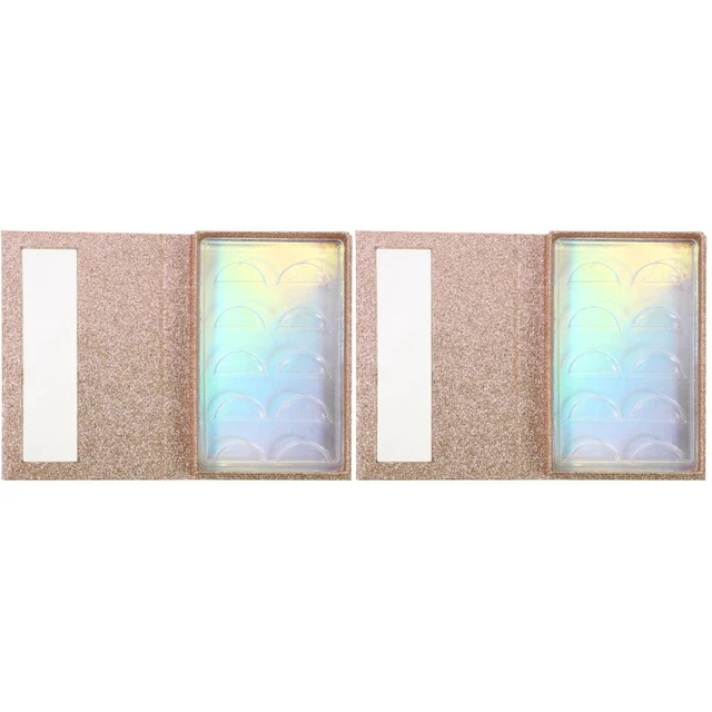 2 Count Eyelash Organizer Empty Storage Book Lip Gloss Containers Case Flash