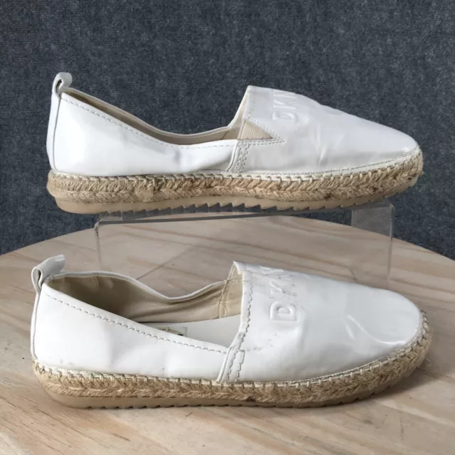 DKNY Shoes Womens 10 M Casual Slip On Espadrille Sneakers White Faux Leather