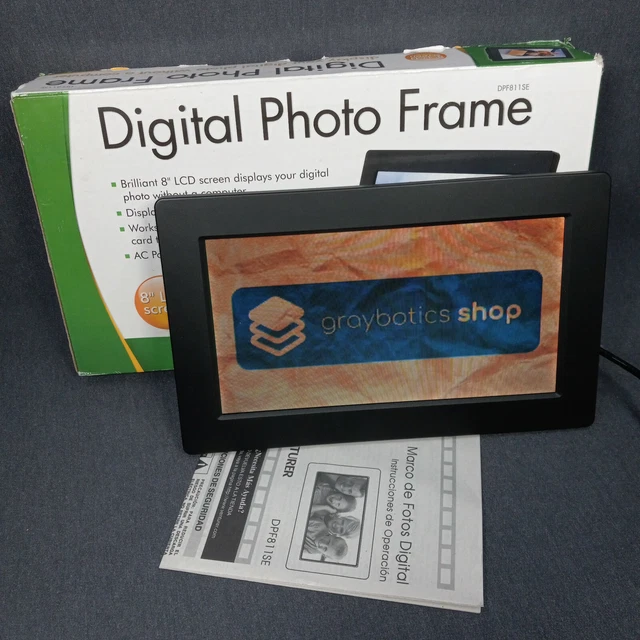 "Marco de fotos digital LCD de 8" DPF811SE - compatible con SD/XD/MS, ¡adaptador de CA incluido!