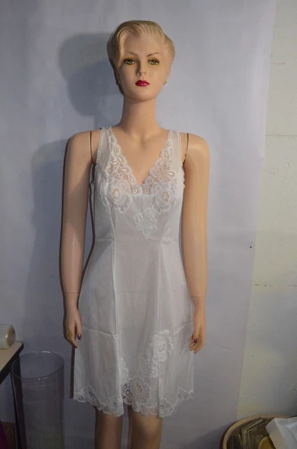 Chemise De Nuit Vintage Brodée Dentelle Début 20ème Siècle - Taille M, Couleur Blanc, Occasion Très Bon état, Nuisette Rétro