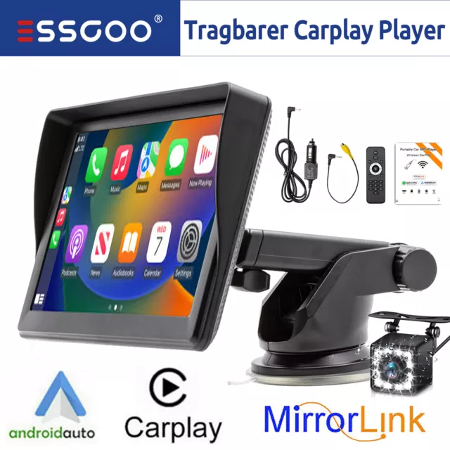 7" Autoradio portatile wireless Apple CarPlay Android Auto Touchscreen + Camera