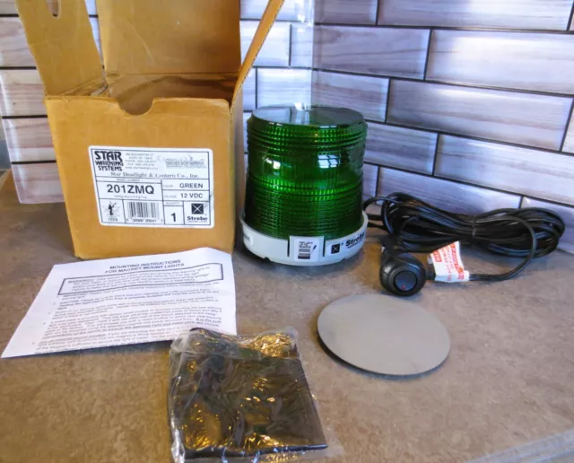 Star Warning Systems STROBE LIGHT 12VDC GREEN 201ZMQ Signal Beacon USA NEW