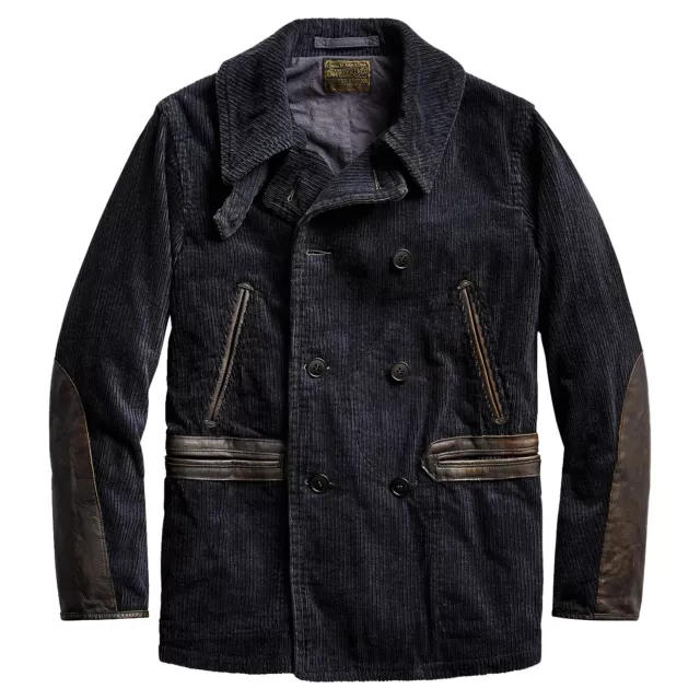 RRL Ralph Lauren Édition Limitée Caban Cuir Velours Marine Homme M