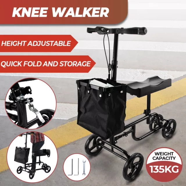 Knee Walker Scooter Mobility Alternative Crutches Wheelchair with Basket