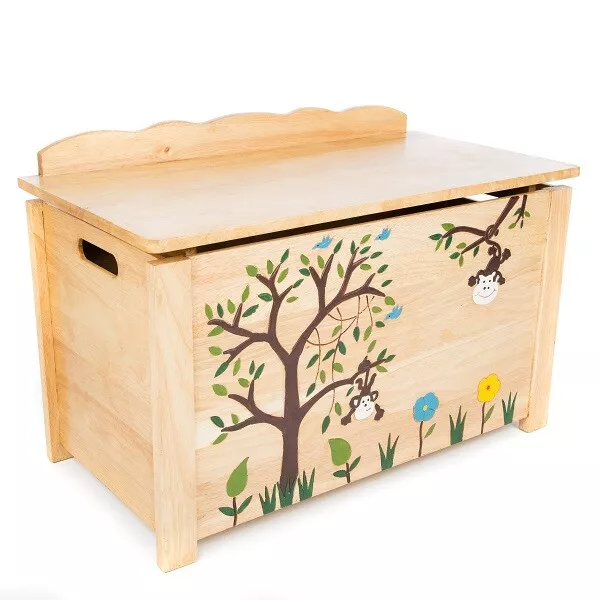 Toy Box Solid Rubber Wood Monkey Toy Box Wooden Handmade - FU-687-M