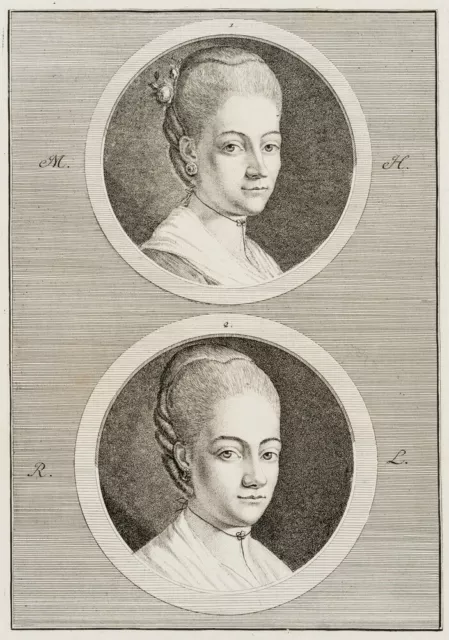 Doppelporträt zweier Schönheiten, um 1775, Rad. Klassizismus Unbekannt (18.Jhd)