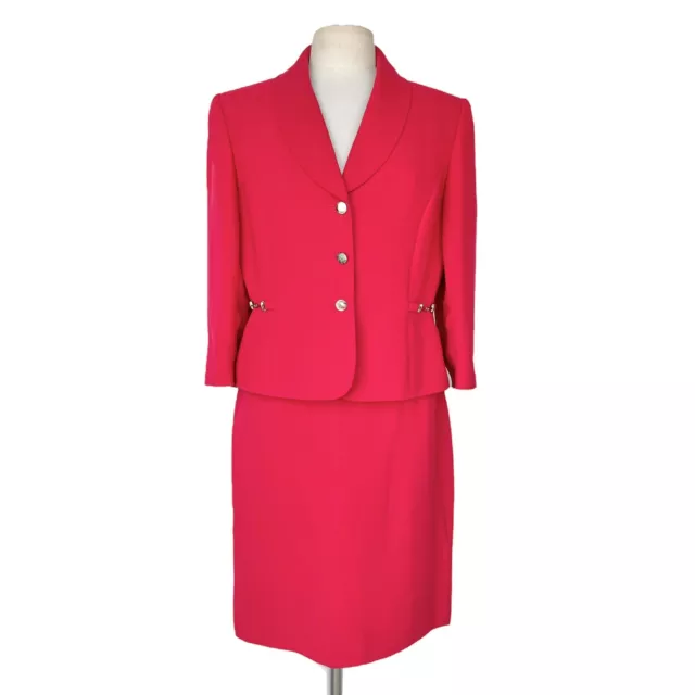 TAHARI ASL Skirt Suit Red Women’s 12P Office Career 3/4 Sleeve Lined Tailored