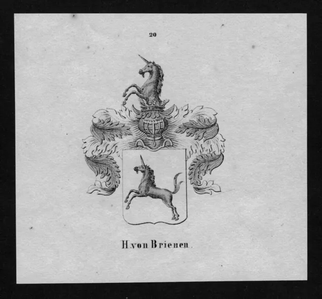 1840 - von Brienen Wappen Adel coat of arms heraldry Heraldik Lithographie