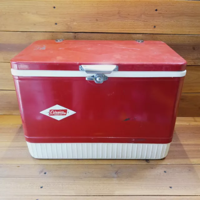 Vintage Coca Cola Cooler 1960s Red White Metal Plastic Colman Made Bottle opener
