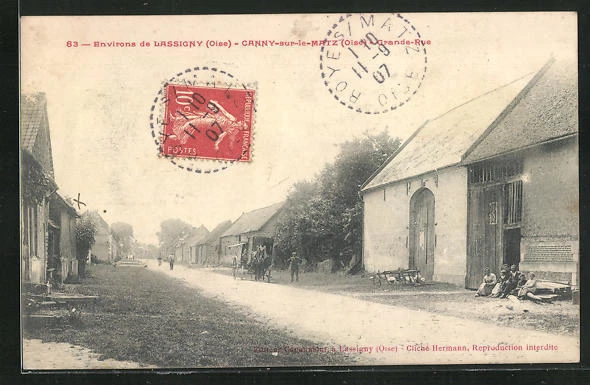 CPA Canny-sur-le-Matz, Grande Rue 1907