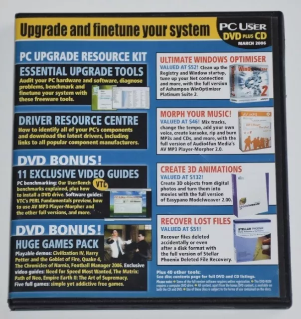 PC USER DVD plus CD March 2006 Upgrade and finetune your system Great Condition