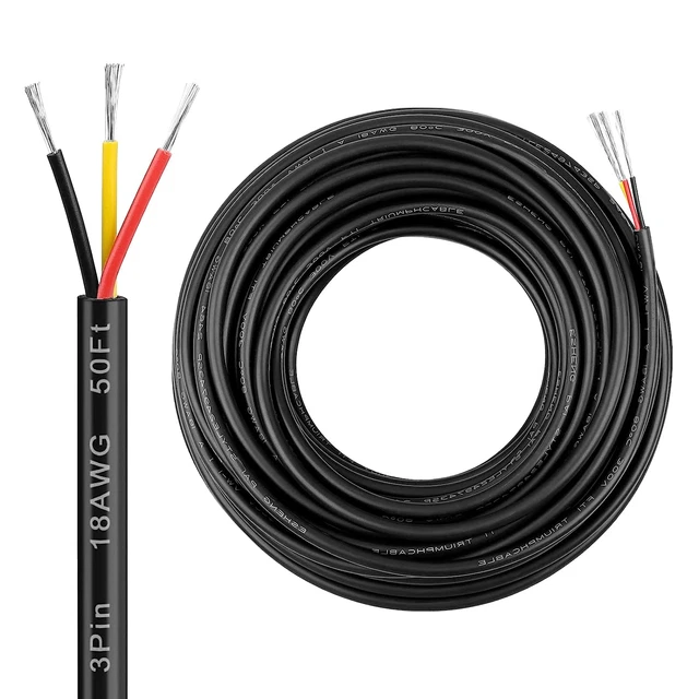 18 Gauge Electrical Wire 3 Conductor 18 AWG 50FT 18/3 Extension Cord Strande...