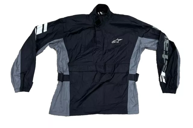 Alpinestars Men's Size XXL Windbreaker Jacket Black & White w/Logos Front Pocket