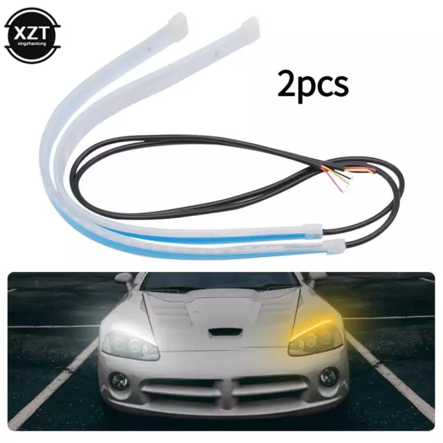 2 PCS LED Flow Type Car Signal Light Ultra-thin Daytime Running Lights Flexible