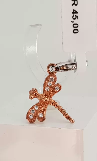 GOOIX Silber 925 er Charm Charms Anhänger Libelle Zirkonia NEU rosègold 208