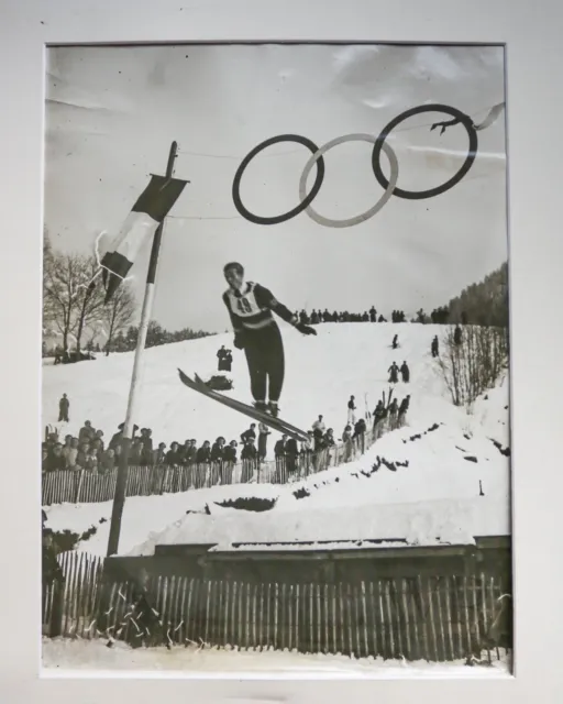 1936 Winter Games - Jeux Olympiques - Saut Ski - Grande Photo de presse 30x40cm