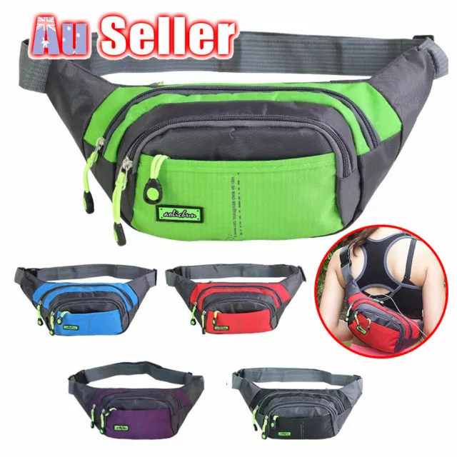 Unisex Handy Waist Belt Climbing Hiking Sport Bum Bag Fanny Pack Zip Pouch Large