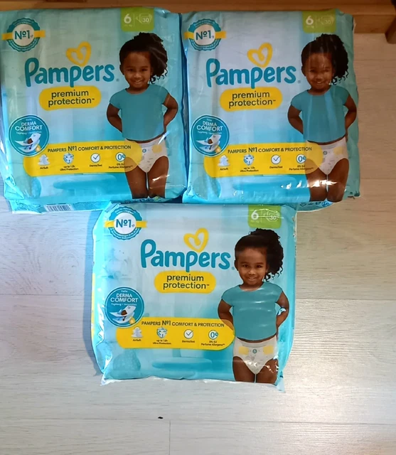 Lot de 3 paquets de Couches Pampers premium protection taille 6