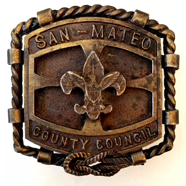 Boy Scouts of America BSA San-mateo County Council Belt Buckle Vintage 2 x 2 in