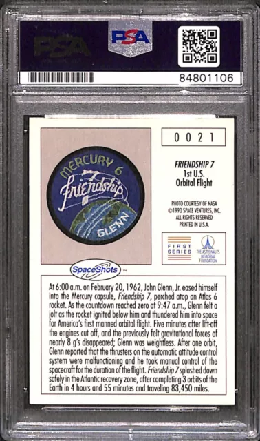 John Glenn Signed Autographed Mercury Friendship Seven NASA Rookie Card PSA (RC) 2