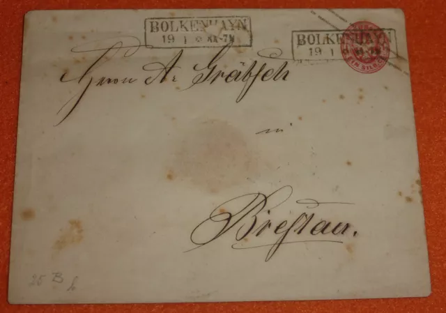 Königreich Preußen Ganzsache Bolkenhayn Bolkenhain Bolków Brief Breslau 1865