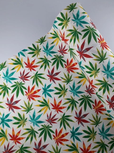 Hemp plants leaves fabric  100% cotton by Rose & Hubble  craft dressmaking mask