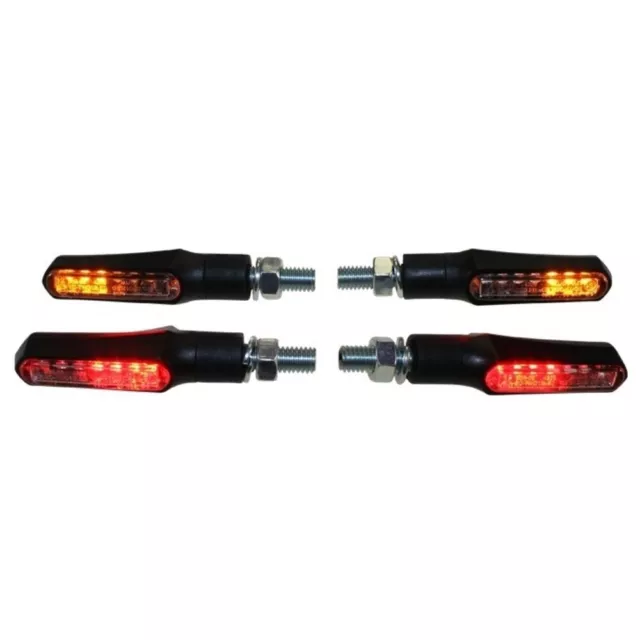 4x LED Mini-Blinker Set TIGER getönt schwarz M8 für Motorrad und Roller NEU