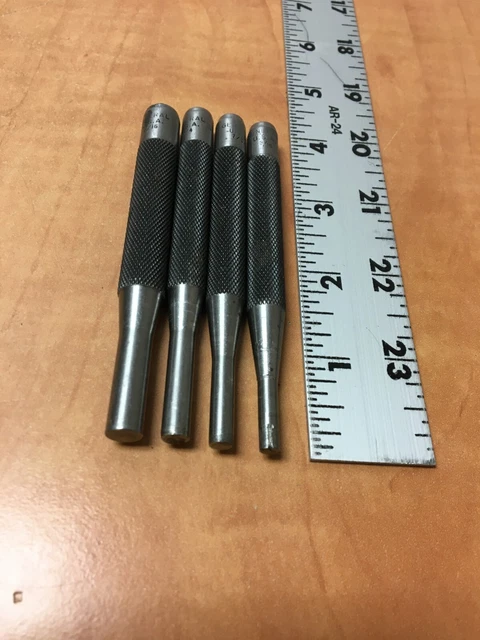 Vintage General USA Drive Pin Punch Set Lot of 4 3/16 7/32 1/4 5/16"