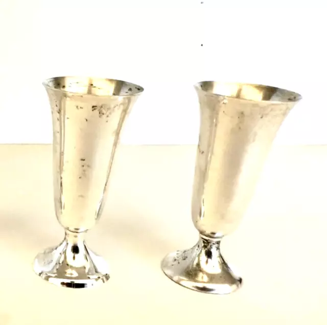 Vintage Set 2 Gorham 951 Cordial Shot Glass Sterling Silver 2 5/8" Tall