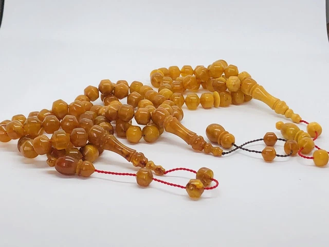 lot 3 pcs Ambre naturel de la Baltique 97,4 grammes ISLAMIQUE 33 perles