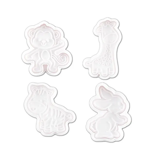 8PC Jungle Animal Cookie Mold Lion Elephant Giraffe Embossed Cookie Cutter Mould
