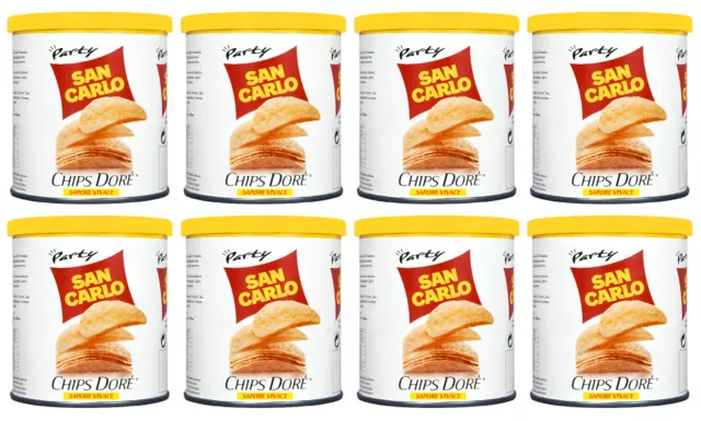 8X San Carlo Chips Dore Vivace Patatine Cialda Dorata Croccante Paprika Tubo 45g