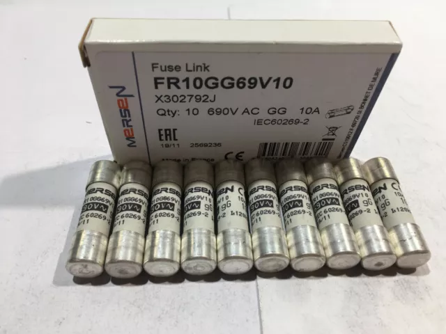 FERRAZ SHAWMUT MERSEN FR10GG69V10 10A 690V Fuse JPSF568 Pack of 1/5/10 & VAT Inv