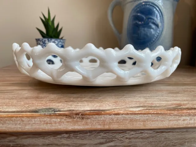 Westmoreland Milk Glass Doric Open Lace Fruit Bowl or Pie Plate 3