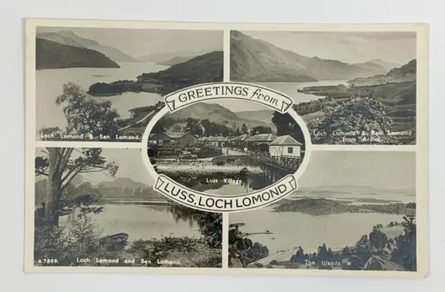 RPPC Greetings from Luss Loch Lomond Scotland Real Photo Multiview Postcard