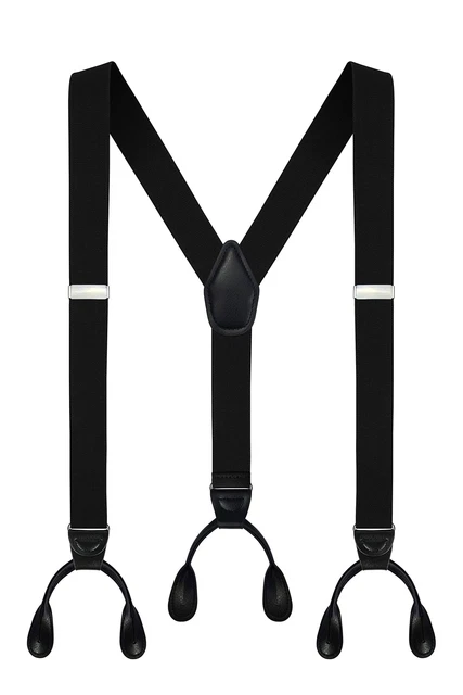Men's Y-Back 1.4 Inches Wide Button End Elastic Adjustable Suspenders