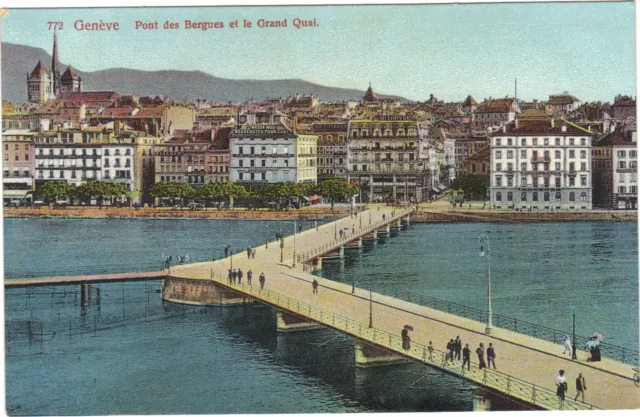 Suisse - GENEVE - Pont des Bergues et le Grand Quai    (F7786)