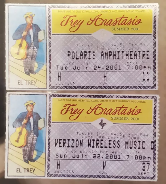 Trey Anastasio Summer Tour 2001 TICKET STUBS Used Phish Polaris/Cbus Deer/Indy