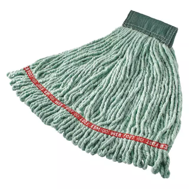 Web Foot Wet Mop Head, Shrinkless, Cotton/Synthetic, Green, Medium, NEW