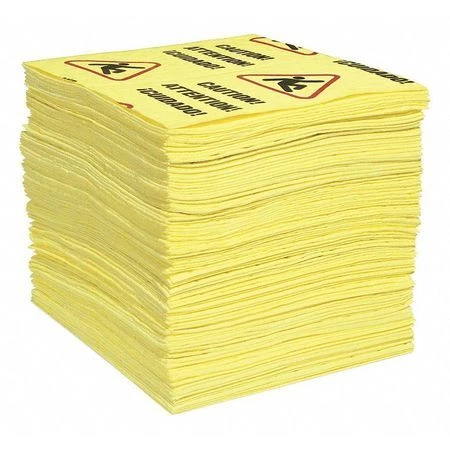 Spilltech Ypz100h-Bx Absorbent Pad, Absorbs 29.1 Gal. Universal, 100 Pk ,Yellow