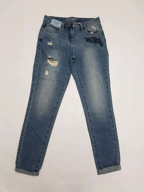 Nouveau jean brodé femme femme Next Boyfit denim denim uk 8