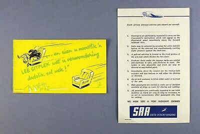 South African Airways Welcome Aboard Airline Leaflet Saa Sal Constellation